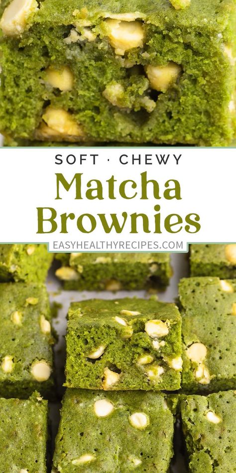 Brownies With White Chocolate Chips, Brownies With White Chocolate, Gluten Free Lemon Cake, Matcha Brownies, Matcha White Chocolate, White Chocolate Brownies, Dairy Free Brownies, Matcha Dessert, Green Matcha