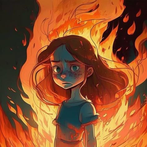 Fire Poses Reference, Fire Aesthetic Drawing, Zombie Illustration, Character Design Girl, Face Illustration, Fire Art, Art Prompts, Girl Sketch, Diy Canvas Art Painting