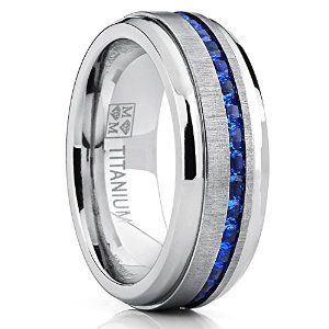 Wedding Band Engagement Ring, Titanium Rings For Men, Blue Engagement Ring, Titanium Wedding Rings, Titanium Wedding Band, Custom Wedding Rings, Sapphire Band, Princess Cut Rings, Eternity Wedding Band