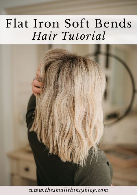 Barely Curled Hair Tutorial, Ways To Style Mid Length Hair, Short Haircuts For Fine Hair Round Face, Soft Bends Medium Hair, How To Curl Short Hair With A Flat Iron, Flat Iron Waves Short Hair, Edgy Romantic Style, Flat Iron Waves, The Small Things Blog