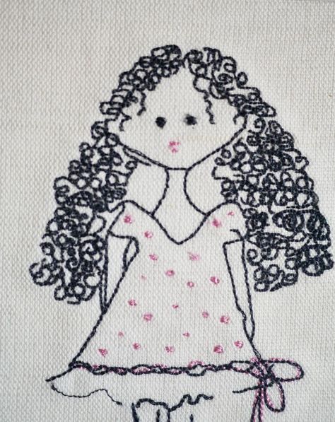 Beautiful Embroidery Curly Long Hair Girl | Etsy Curly Hair Embroidery, Embroidered People, Hair Embroidery, Curly Long Hair, White Linen Fabric, Embroidery Cards, Hand Embroidery Videos, Hoop Embroidery, Embroidery Threads