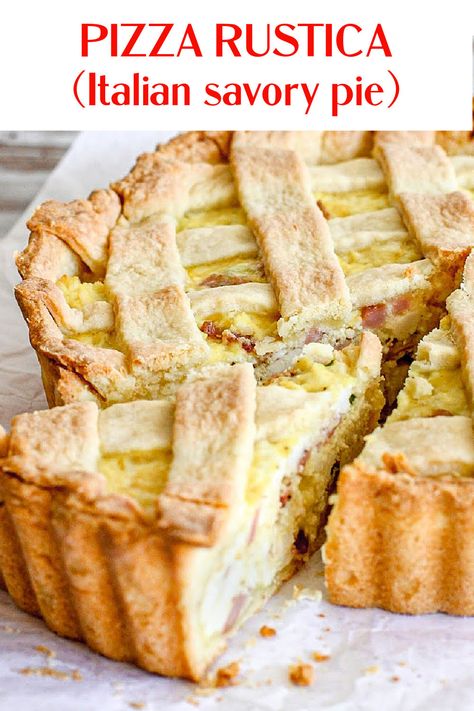 Italian Easter Pie Ricotta Cheese, Quiche With Ricotta Cheese, Leftover Ricotta Cheese Recipes, Italian Ricotta Pie, Ricotta Pie Recipe, Pie Savory, Italian Treats, Sweet Pie Crust, Savoury Pie