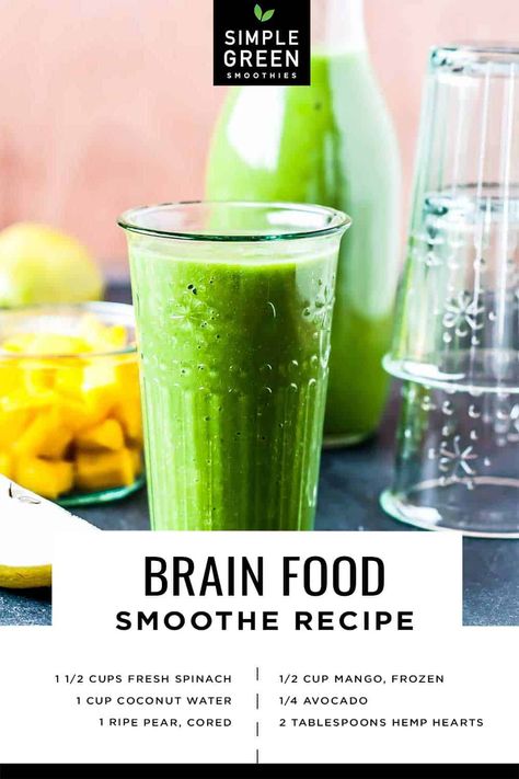 Best Brain Food, Healing Juices, Good Brain Food, Freezer Smoothies, Brain Healthy Foods, Brain Foods, Best Green Smoothie, Easy Green Smoothie, Easy Healthy Smoothies