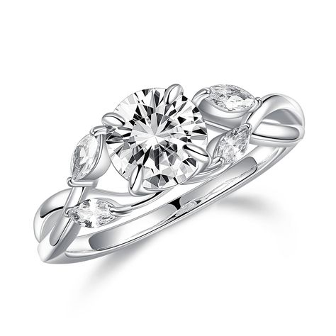 PRICES MAY VARY. MATERIAL: This stunning willow moissanite engagement ring featurings 1 1.2ct D Color VVS1 Clarity Lab Created Diamond High Quality real moissanite with 2 leaf-shaped AAAAA+ cubic zirconia, secured by 14K White Gold Vermeil Solid S925 Sterling Silver, handcrafted inlaid and polished, ensure your rings shiny forever. MOOSEA is a brand specializing in the production and retail of moissanite. We have our own factory with more than 20 years of experience in jewelry production and sal