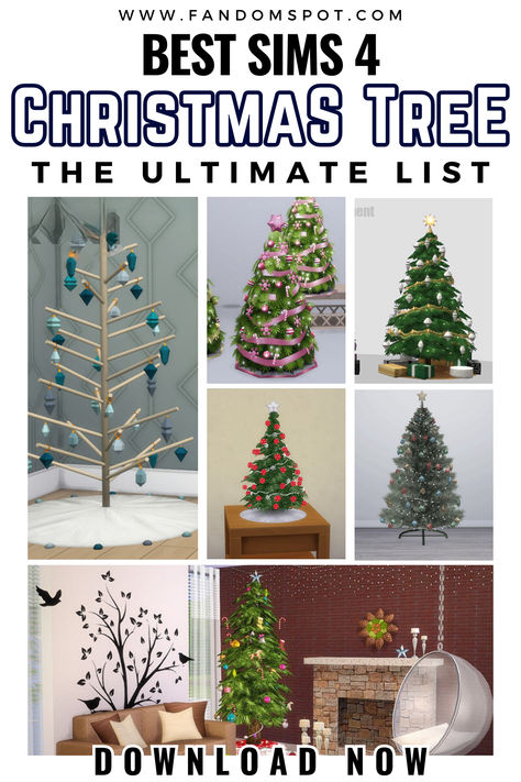 Customized christmas tree CC for The Sims 4. Add any of these into your Sim's homes for a holiday style to bring out the festive spirits around Christmastime Holiday Sims 4 Cc, Christmas Tree Sims 4 Cc, Sims 4 Holiday Cc, Sims 4 Christmas Tree, Sims 4 Christmas Cc, The Sims 4 Seasons, Sims 4 Seasons, Cc Shopping, Sims Inspiration