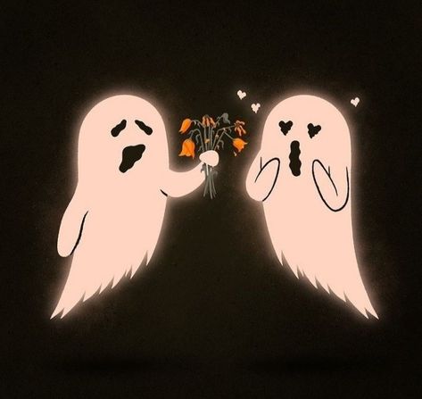 Spooky Love Aesthetic, Matching Fall Wallpapers For Couples, Ghost Love Art, Matching Ghost Pfp, Horror Wallpaper Pc, Ghost Matching Pfp, Spooky Matching Pfp, Sheet Ghost Aesthetic, Kitchy Halloween