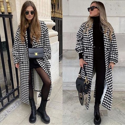 Houndstooth Jacket Outfit Winter, Dogtooth Coat Outfit, Houndstooth Coat Outfit Winter, Coat Trends 2024, Houndstooth Jacket Outfit, Houndstooth Coat Outfit, Checked Coat Outfit, Houndstooth Outfit, Hm Coat