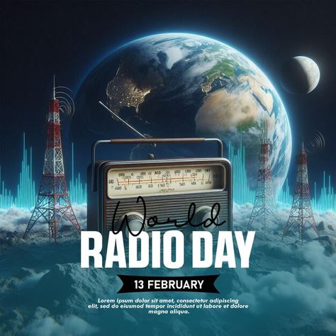 Psd world radio day instagram post desig... | Premium Psd #Freepik #psd World Radio Day Creative Poster, Radio Poster Design, Radio Poster, World Radio Day, Poster Social Media, Instagram Post Design, Music Album Design, World Radio, Inspiration Painting