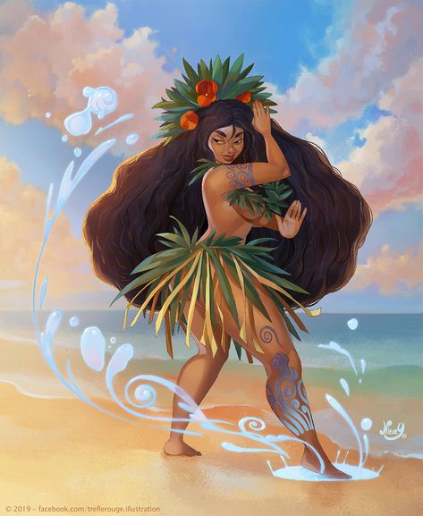 Hawaiian dancer by Jeremie FleuryDone for the #Cdchallenge of this month Hawaiian Dancers, Water Tribe, Dance Art, Fantasy Art, Pin Up, Concept Art, Dancer, Disney Princess, Disney Characters