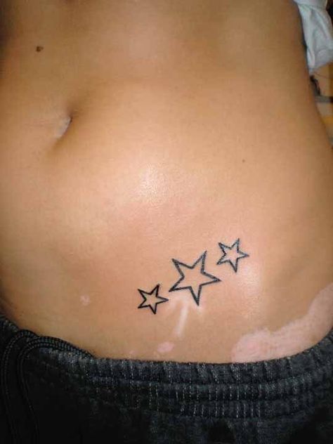 Tattoos Practice, Tattoo On Hip Bone, Tramp Stamp Tattoos, Waist Tattoos, Bone Tattoos, Star Tattoo Designs, Stick N Poke Tattoo, Pretty Tattoos For Women, Stomach Tattoos