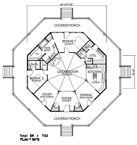 This is kind of close. Open up the walls for the dining, foyer, kitchen, and study. Maybe keep the study. But add some stairs. Octagon House Plans, Hexagonal House, Hexagon House, Pirate Women, Round House Plans, Octagon House, Dome Home, Cob House, Dome House