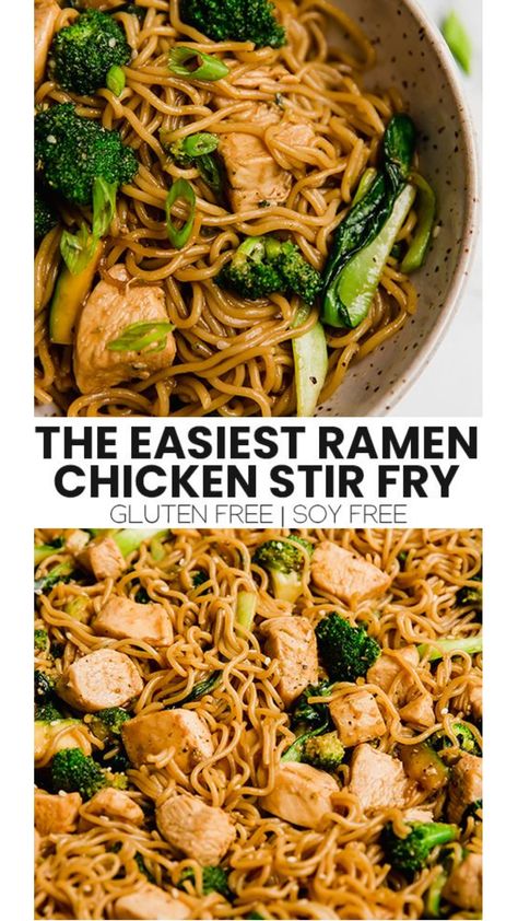 This chicken and ramen stir fry is an easy dish made with chicken, vegetables, gluten-free ramen, and a simple sauce. It’s gluten and soy-free and can be made paleo and AIP-friendly. Chicken And Ramen, Freezer Desserts Recipes, Gluten Free Ramen, Gluten Free Diet Plan, Ramen Stir Fry, Easy Ramen, Chicken Ramen, Best Diet Plan, Different Vegetables