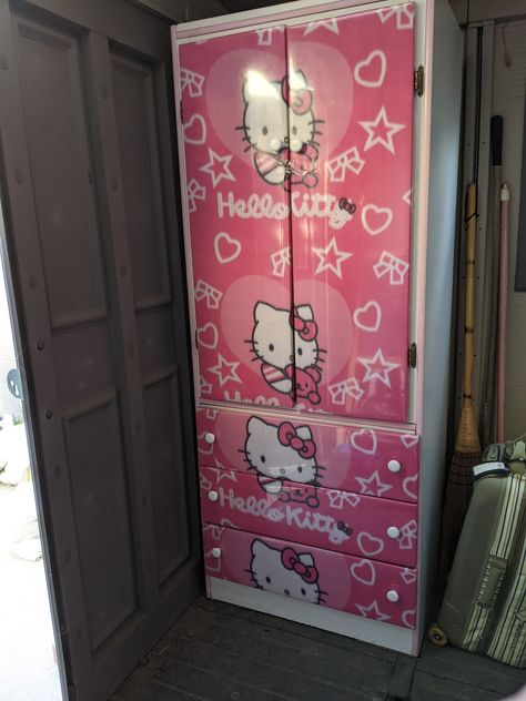 Hello kitty dresser Hello Kitty Fridge, Hello Kitty Closet, Hello Kitty Closet Design, Hello Kitty Dresser, Hello Kitty House Decor, Hello Kitty Bed Side Table, Hello Kitty Room, Hello Kitty Bathroom Shelf, Hello Kitty Rack Cart