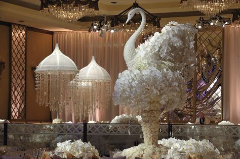 close up of swan Lake Party Decorations, Swan Lake Wedding, Lake Birthday, Preston Bailey, Quinceanera Pink, Lake Theme, Swan Wedding, Lake Party, Swan Lake Ballet