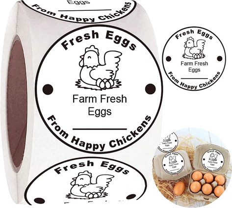 Farm Fresh Eggs Stickers 500 Pcs Farm Fresh Eggs Carton Labels Per Roll - 1.5 inch Fresh Eggs Farmer's Market Packaging Sticker Chicken Labels for Business Farm Fresh Produce Egg Carton Labeling Happy Chickens, Egg Sticker, Food Rotation, Farm Stickers, Egg Packaging, Farm Fresh Recipes, Farm Eggs, Farm Fresh Eggs, School Supply Labels