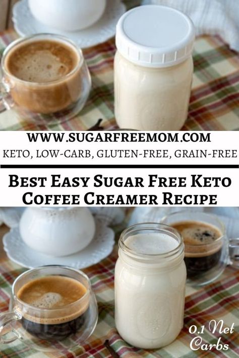 This easy low carb keto sugar free coffee creamer recipe is quick to make with 6 different flavor options! Less than a half gram total carbs per 2 tablespoons! Creamer Recipe Heavy Cream, Coffee Keto, Sugar Free Creamer For Coffee, Keto Coffee Creamer Recipe, Keto Creamer, Keto Creamer For Coffee Recipe, Low Sugar Coffee Creamer, Homemade Sugar Free Coffee Creamer, Sugar Free Coffee Recipes