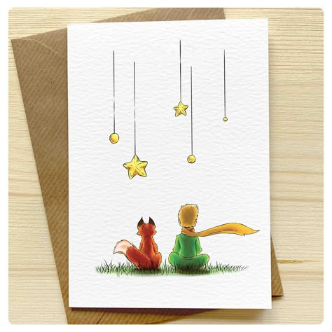 Le Petit Prince Prince Drawing, Simon Peter, Prince Birthday, Housewarming Card, Prince Art, Birth Cards, Birthday Activities, Hawaiian Art, Bday Cards