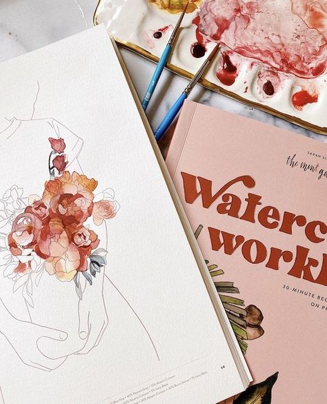 With her new "Watercolor Workbook: 30-Minute Beginner Botanical Projects", artist Sarah Simon makes it easy to get started with watercolor - even if you've never held a paintbrush! Spotlight: Sarah Simon, Watercolor Artist @themintgardener #painting #watercolor #botanicals #botanicalwatercolor #watercolorpainting #modernwatercolor #watercolorsketch #makersgonnamake #creativehappylife Sarah Simon Watercolor, Watercolor Workbook, Watercolor Botanicals, Watercolor Books, Watercolor Flower Art, Botanical Watercolor, Watercolor Sketch, Watercolor Flower, Painting Watercolor