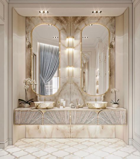 Bathroom Classic Luxury, Vanity Luxury, Creative Bathroom Design, Luxury Modern Bathroom, Luxxu Modern Design Living, Bathroom Inspiration Modern, Bathroom Decor Luxury, Washroom Design, Bathroom Design Decor