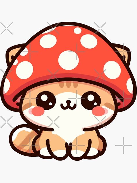 Mushroom Cat Drawing, Cat Mushroom, Mushroom Cute, Kawaii Mushroom, Green Nature Wallpaper, Cute Mushrooms, Simple Cat Drawing, Cartoon Mushroom, Mushroom Pictures