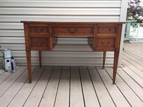 Writing Desk In Bedroom, Study Library Room, Dark Oak Desk, Antique Wooden Desk, Brown Wood Desk, Desk In Bedroom, Barn Aesthetic, Grand Millennial Home, Medieval Room