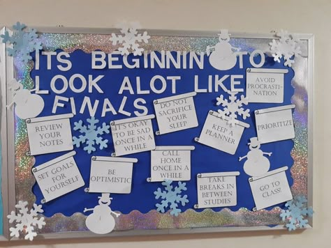 January Bulletin Board Ideas For Work, December Health Bulletin Boards, Wellness Ra Bulletin Boards, Christmas Ra Bulletin Board Ideas, Hr Bulletin Board Ideas, Winter Bulletin Boards College, December Ra Bulletin Board, December Ra Boards, Easy Ra Bulletin Boards