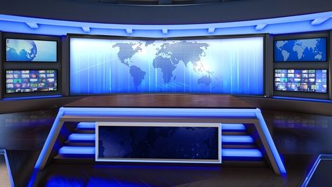 Virtual television studio background Pre... | Premium Photo #Freepik #photo #world #room #tv #stage Ruangan Studio, White Studio Background, Tv Set Design, Episode Interactive Backgrounds, Red Studio, Virtual Studio, Office Background, Green Screen Backgrounds, Chroma Key