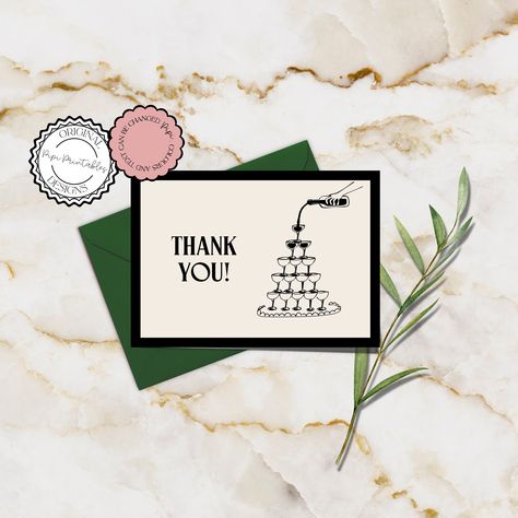 Thank You Card Template Hand Drawn Illustrated Old Money Wedding Thank You Note Scribble Illustrations Champagne Tower Printable Card 90s by PipiPrintables on Etsy Thank You Note Aesthetic, Scribble Illustration, Old Money Wedding, Money Aesthetics, Money Wedding, Hand Drawn Wedding, Champagne Tower, Wedding Money, Printable Thank You Cards