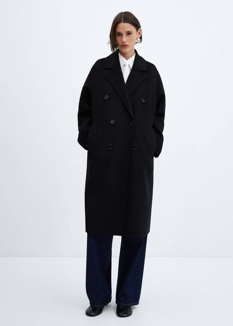 Oversized Wool Coat, Flowy Shirt, Mango Outlet, Wool Coat Women, Wool Overcoat, Trench Coat Black, Oversized Coat, Knitted Coat, Cotton Leggings