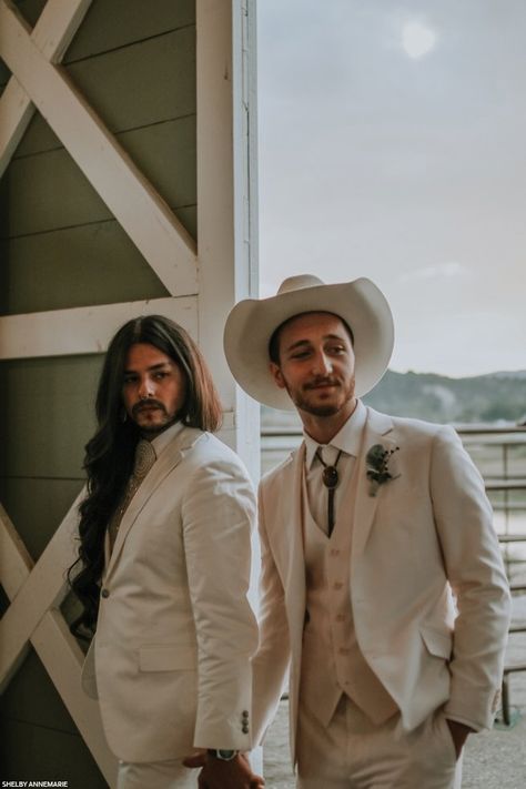 Queer Romance, Native American Wedding, Lgbt History, Queer Weddings, Hugs And Cuddles, Cowboy Aesthetic, Cowboy Wedding, Wedding Outfit Men, Vegas Style