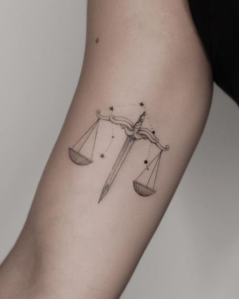 24 Libra Tattoos for Zodiac Fans in 2021 - Small Tattoos & Ideas Libra Tattoo Ideas For Women, Lawyer Tattoo, Scales Of Justice Tattoo, Tattoos Pulseras, Libra Tattoo Ideas, Libra Sign Tattoos, Libra Tattoos, Law Tattoo, Small Tattoos Ideas