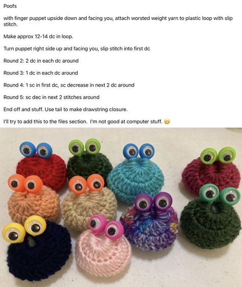 Crochet With Googly Eyes, Googly Eye Crochet Pattern, Crochet Googly Eye Patterns, Googly Eye Crochet, Googly Eye Crafts, Crochet Kindness, Crochet Fidget, Eyes Crochet, Eye Crochet