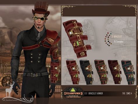 Sims 4 Cc Steampunk, Steampunk Arm, Forearm Guard, Bohemian Bridesmaid Dress, Bohemian Bridesmaid, Cyberpunk Armor, Steampunk Men, Steampunk Bracelet, Sims Clothes