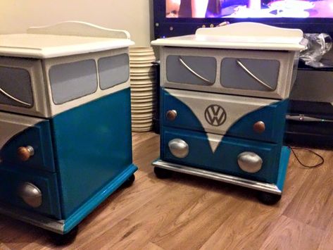 Hand painted chest of drawers VolksWagen Bus Kids Furniture Makeover, Dressers Makeover, Shabby Chic Dresser, Dresser Makeover, Funky Furniture, Refurbished Furniture, Furniture Makeover Diy, Flipping Furniture, Redo Furniture