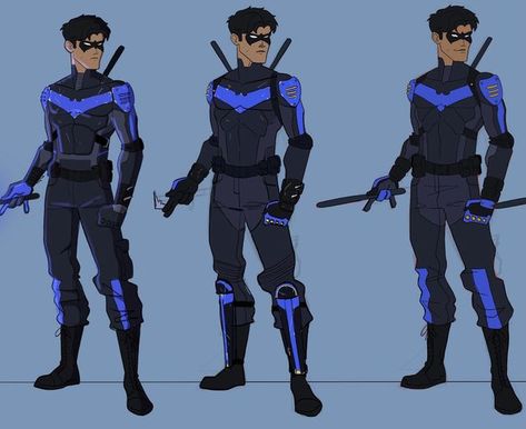 Nightwing Concept Art, Nightwing Suit Design, Nightwing Redesign, Nightwing Design, Batman Gotham Knight, Nightwing Cosplay, Batman Redesign, Superman Suit, Batman Concept