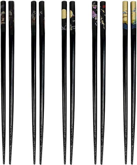 Amazon.com | JapanBargain 3672, Bamboo Chopsticks Reusable Japanese Chinese Korean Wood Chop Sticks Hair Sticks 5 Pair Gift Set Dishwasher Safe, 9 inch, Black: Chopsticks & Chopstick Holders Wood Chop, Vietnamese Pho, Chop Sticks, Chinese Heritage, Chinese Noodles, Chopstick Holder, Japanese Sushi, Korean Bbq, Wooden Spoons