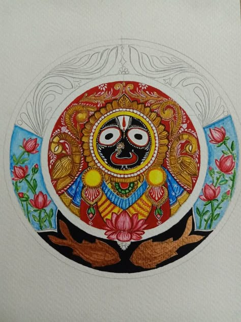 Jagarnntha Drawing, Indian God Paintings Canvases, Krishna Painting For Beginners, Jagannath Sketch, Jagannath Drawing, Jagannath Painting, Modern Art Canvas Painting, Easy Mandala Drawing, Boho Art Drawings