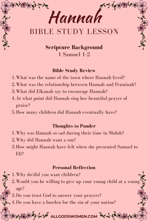 Hannah's Prayer For a Child Hannah In Bible, Hannah Bible Lesson, Hannah Bible Study, Be Attitudes Bible Lesson, Hannah In The Bible, Hannah's Prayer, Hannah Bible, Bible Study For Women, Study Lesson