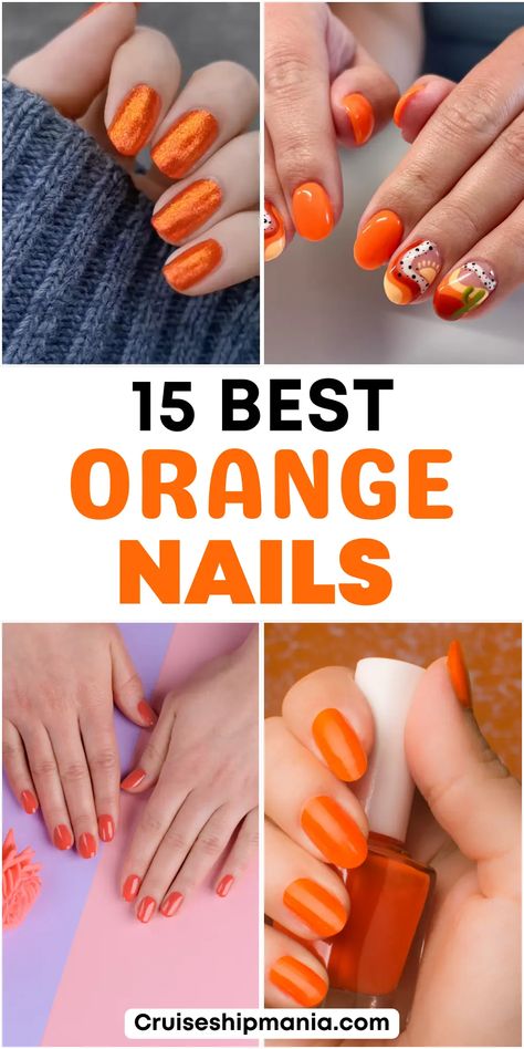 Orange nails are a vibrant way to make a statement and add warmth to your look. I love how this bold color can range from bright and cheerful to deep and Trendy Orange Nails, Nail Designs Modern, Chic Nail Ideas, Orange Photos, Light Blue Nail Designs, Leopard Nail Designs, Orange Nail Art, Orange Acrylic Nails, Pink White Nails