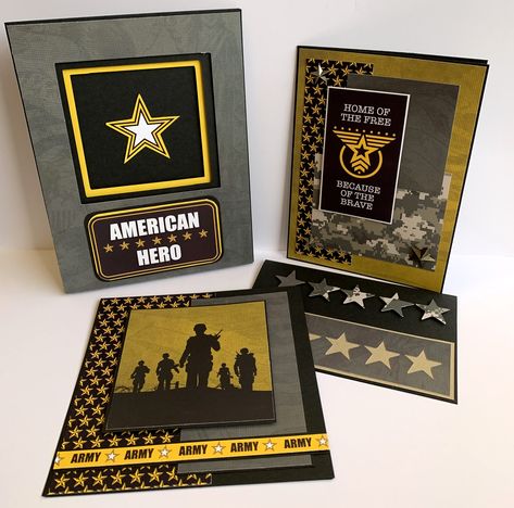 Cards For Soldiers Handmade, Army Cards Handmade, Army Scrapbook Layouts, Army Scrapbook Ideas, Military Cards Homemade, Military Cards Ideas, Retirement Scrapbook, Army Values, Army Retirement