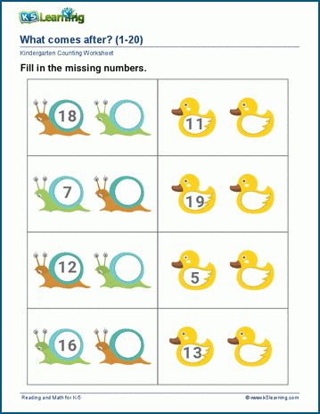 Before and after sequencing math worksheets from K5 Learning. Students are given a number between 1 and 20 and asked which number comes after and/or before that number.  Free | Math | Worksheets | Kindergarten | Printable. Before Number Worksheet 1 To 20, Before And After Worksheets Kindergarten, After Number Worksheet 1 To 20, What Comes After Worksheets 1 To 20, Before After Number Worksheets, Before After Between Numbers Worksheets, After Numbers Activities, Before Number Worksheet, After Numbers Worksheet