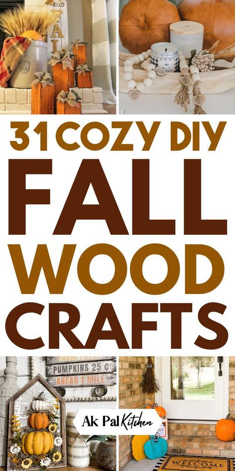 31 Cozy DIY Fall Wood Crafts Scrap Wood Fall Crafts Diy, Harvest Signs Wooden Diy, Fall Wood Pumpkins Diy, Fall Crafts Wood, New Fall Crafts, Diy Wooden Yard Decor, Cnc Fall Projects, Thanksgiving Wood Projects, Fall Scrap Wood Projects