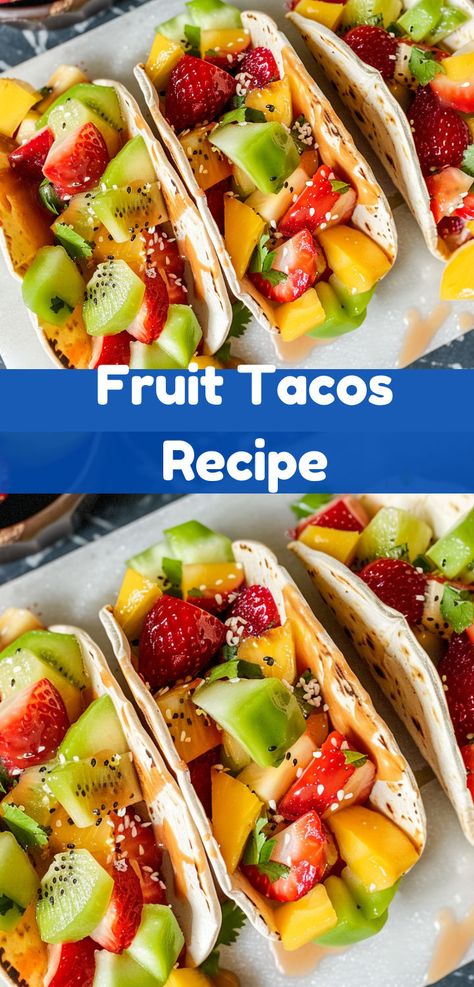 Looking for unique taco recipes? Try our Fruit Tacos! A refreshing twist on traditional taco dinner ideas. Perfect for taco salad lovers and those seeking new tacos dinner ideas. Fruit Tacos Recipes, Fruit Tacos Desserts, Taco Dinner Ideas, Taco Dinners, Fruit Tacos, Fruit Taco, Tacos Dinner, Summer Tacos, Sweet Taco