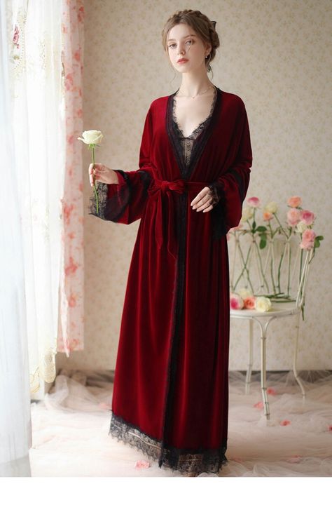 Velvet Sleepwear, Fancy Robes, Long Velvet Dress, Victorian Nightgown, Bridal Robe, Velour Dress, Royal Dresses, Night Dress For Women, Nightgowns For Women