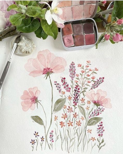 Paint Sketchbook, Akvarel Illustration, Water Colouring, Learn Watercolor Painting, Colour Painting, Diy Watercolor Painting, Minimalist Tattoos, Watercolor Flower Art, Artist Illustration