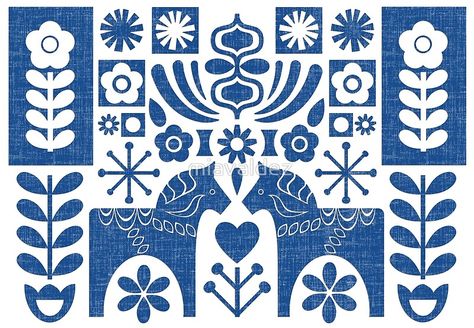 Swedish Patterns Folk Art, Swedish Design Graphic, Egyptian Design Pattern, Scandi Folk Art, Folk Tattoo, Folk Art Illustration, Swedish Blue, Skandi Design, Folk Illustration