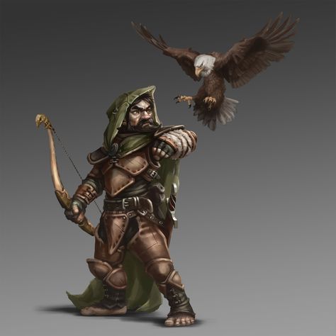 ArtStation - Halfling Ranger, Frank Hessefort Ranger Rpg, Dnd Halfling, Beast Master, Fantasy Bird, Bird Eagle, Pathfinder Character, Fantasy Portraits, Leather Armor, Fantasy Races