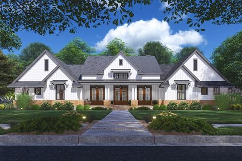 AD House Plans on Instagram: “🌟Brand New!🌟 Architectural Designs 4-Bedroom Modern Farmhouse Plan #16918WG with three covered outdoor living spaces! 🏡 (𝙇𝙄𝙉𝙆 𝙄𝙉 𝘽𝙄𝙊 𝙛𝙤𝙧…” Southern Style House Plans, Country House Design, Farmhouse Style House Plans, Farmhouse House, Farmhouse Plan, House Plans Farmhouse, Modern Farmhouse Plans, Country House Plans, Best House Plans