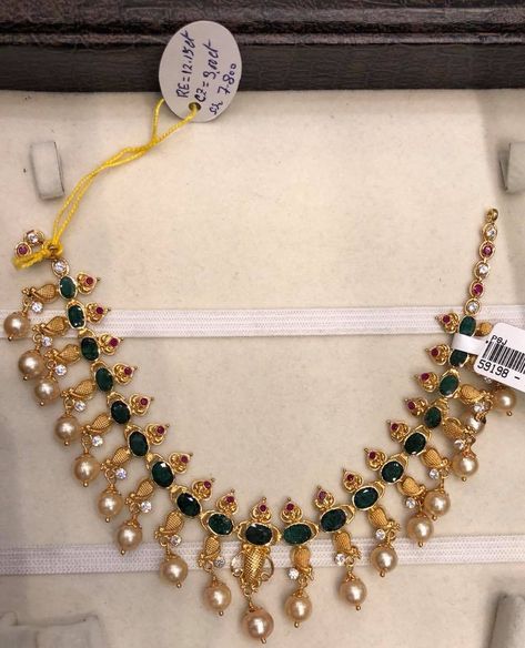 Ruby Necklace Designs Gold, Gold Emerald Necklace, Ruby Necklace Designs, Mango Haram, Kids Gold Jewelry, Choker Designs, Gold Jewelry Simple Necklace, Beautiful Gold Necklaces, Pearl Necklace Designs