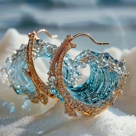 Ocean Vow Women's Jewelry Set Fashion Bohemian Blue Wave - Temu Ocean Wave Earrings, Marine Jewelry, Wave Jewelry, Image Nails, Ocean Earrings, Ocean Inspired Jewelry, Ocean Necklace, Wave Necklace, Summer Waves